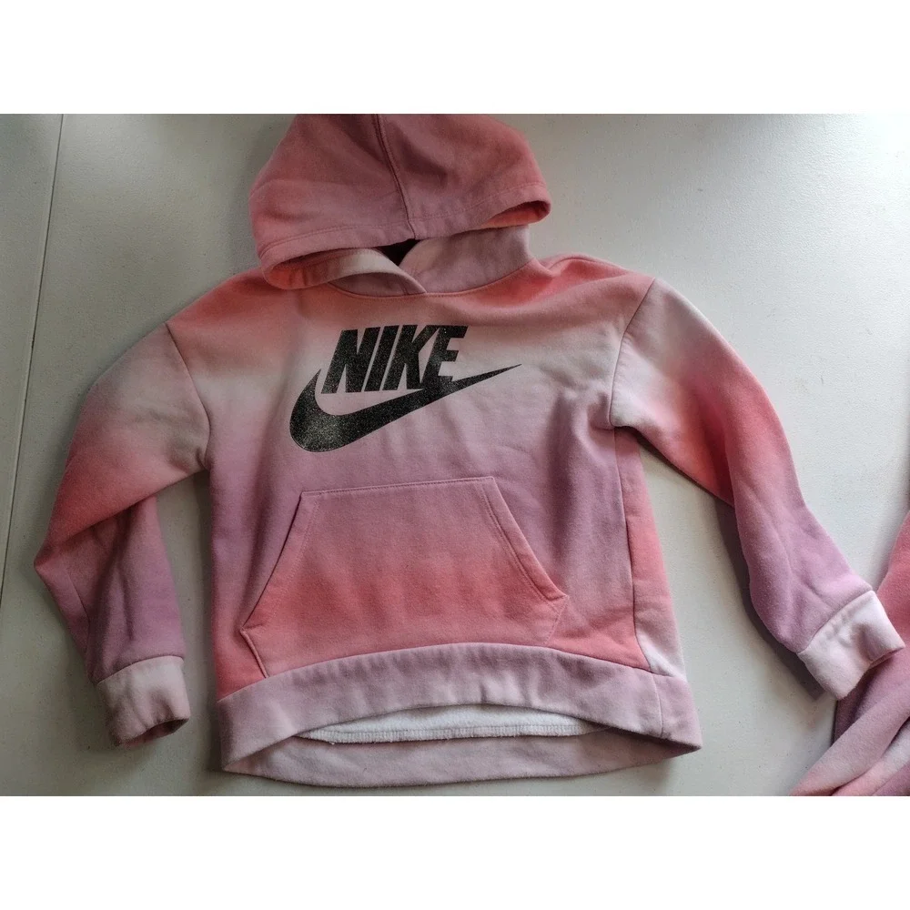 Nike Girls Pink Ombre Hoodie and Jogger Tracksuit Set Size 6 - Picture 2 of 5